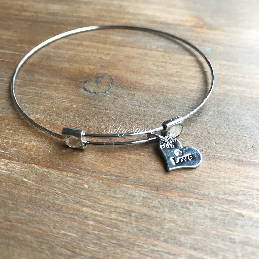 Swarovski elements adjustable Love heart bangle